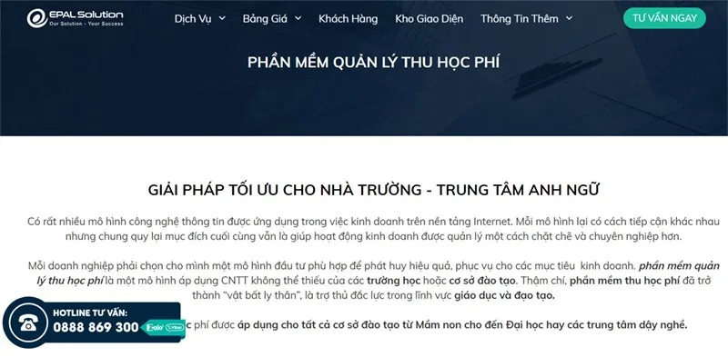 EPAL Solution: Phần mềm quản lý thu học phí chuyên nghiệp