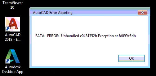 Thông báo lỗi Aborting khi khởi động AutoCAD