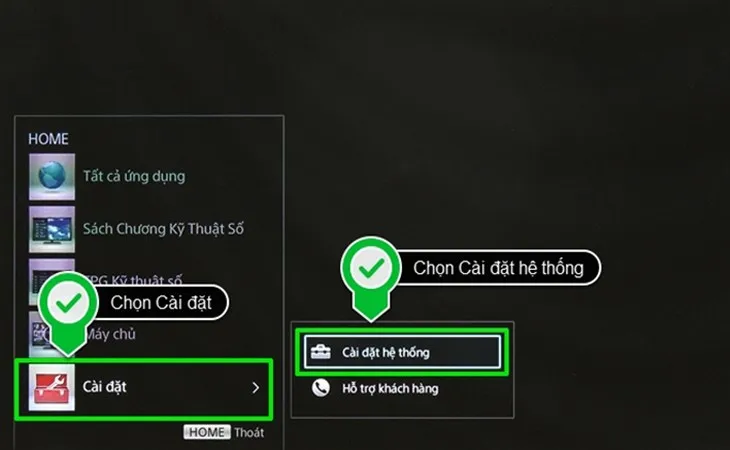 Chọn mục Settings (Cài đặt)