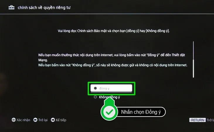Nhấn chọn Đồng ý các chính sách bảo mật quyền riêng tư