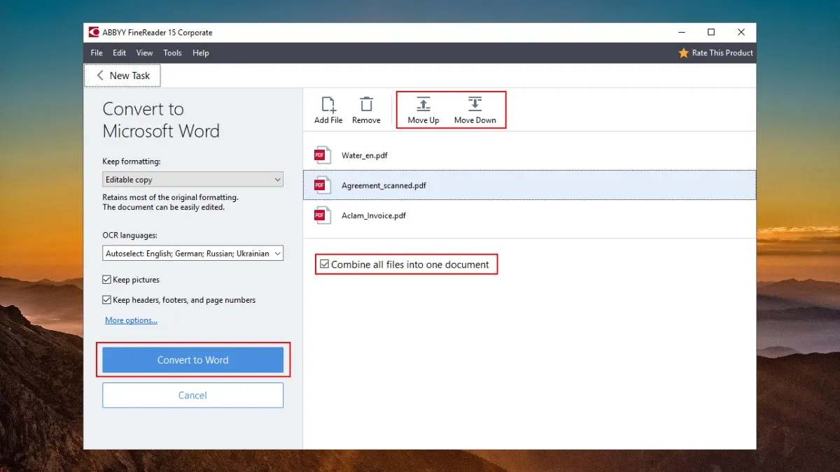 Tính năng giữ nguyên định dạng của ABBYY FineReader