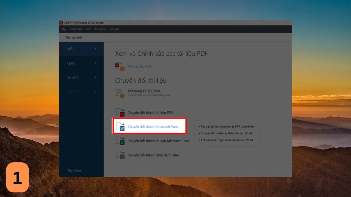 Chọn chức năng chuyển đổi sang Word