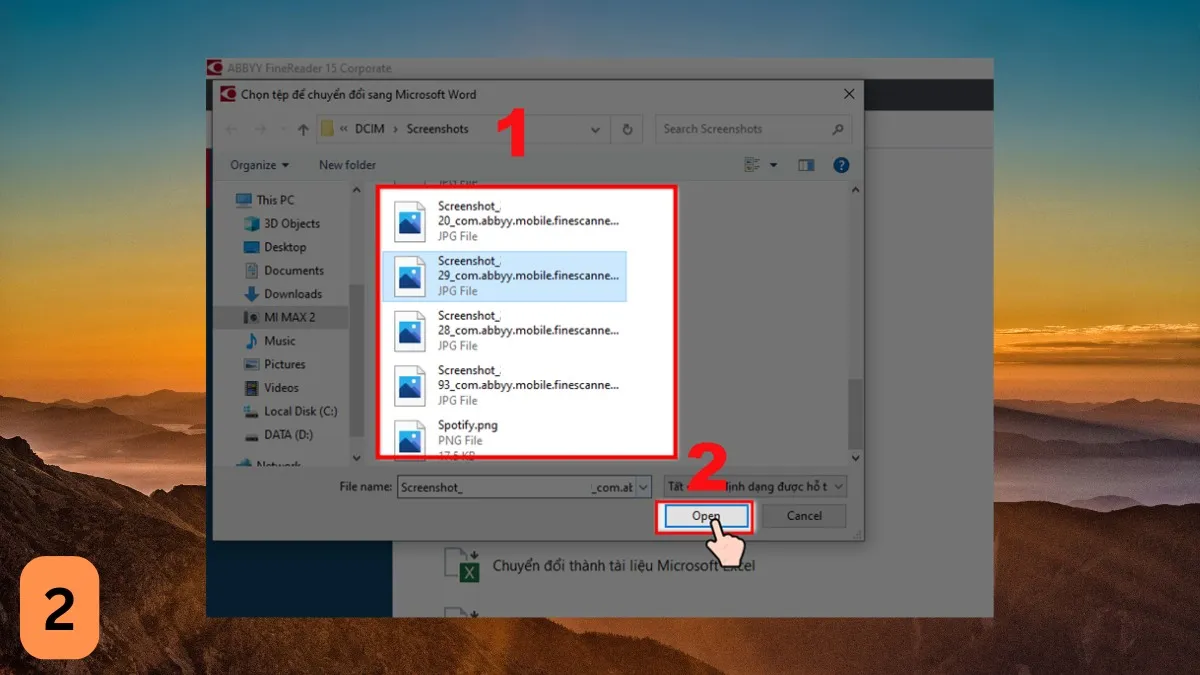 Chọn file ảnh cần chuyển đổi