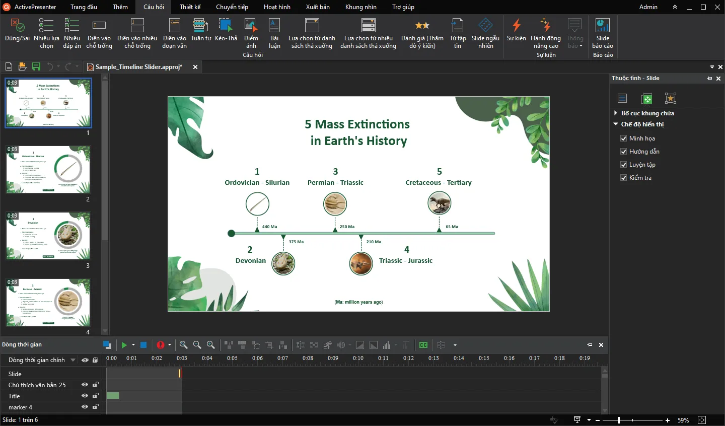 Giao diện ActivePresenter với chế độ sáng tối