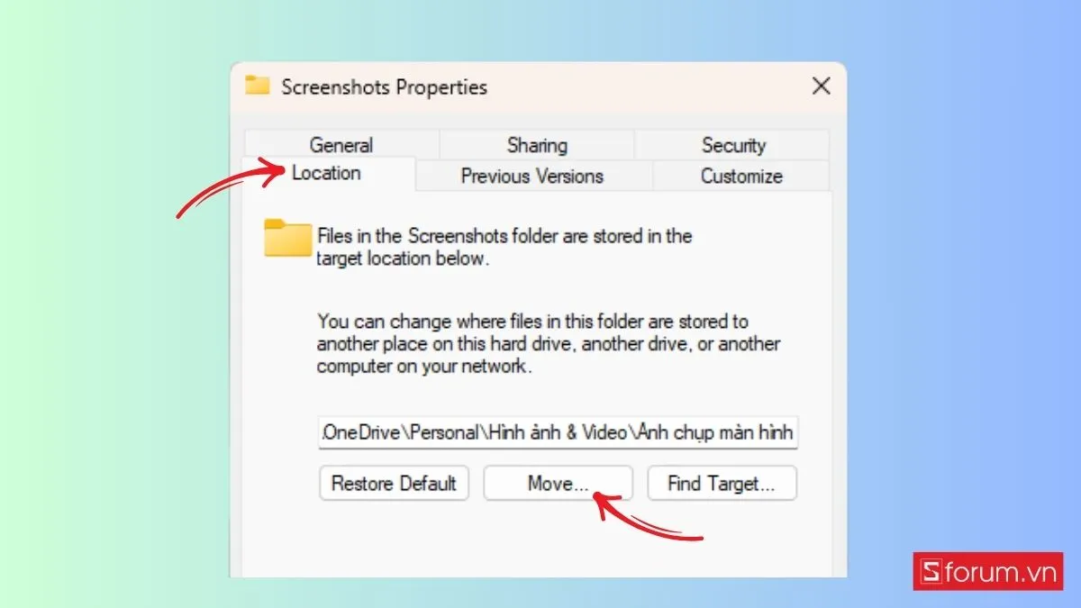 Thay đổi vị trí lưu ảnh screenshot trên Windows