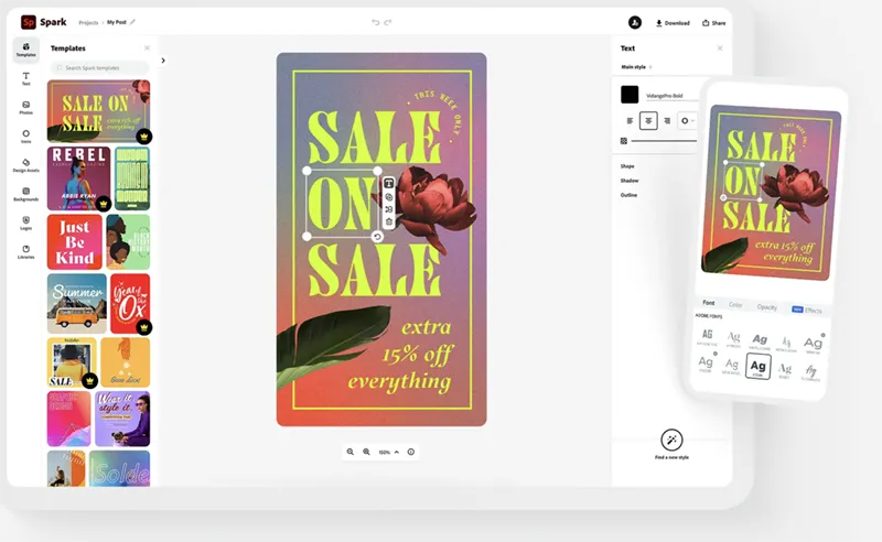 Adobe Express mang lại trải nghiệm thiết kế poster nhanh chóng
