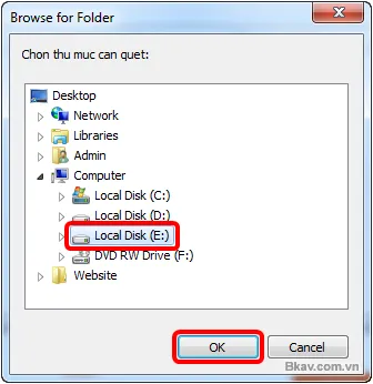Chọn thư mục chứa file Excel cần quét virus macro
