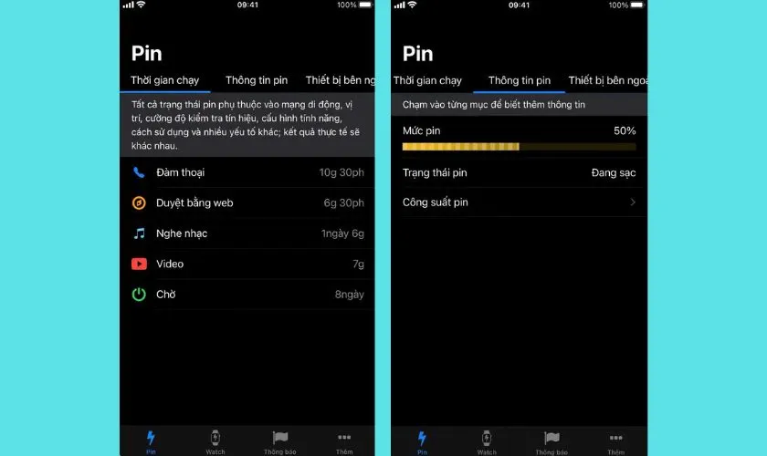Giao diện Battery Life