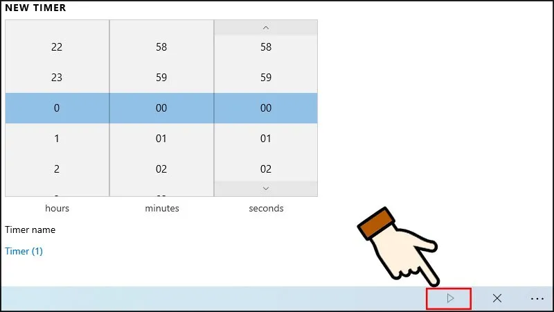 Khởi động bộ đếm giờ sau khi đã cấu hình các thông số