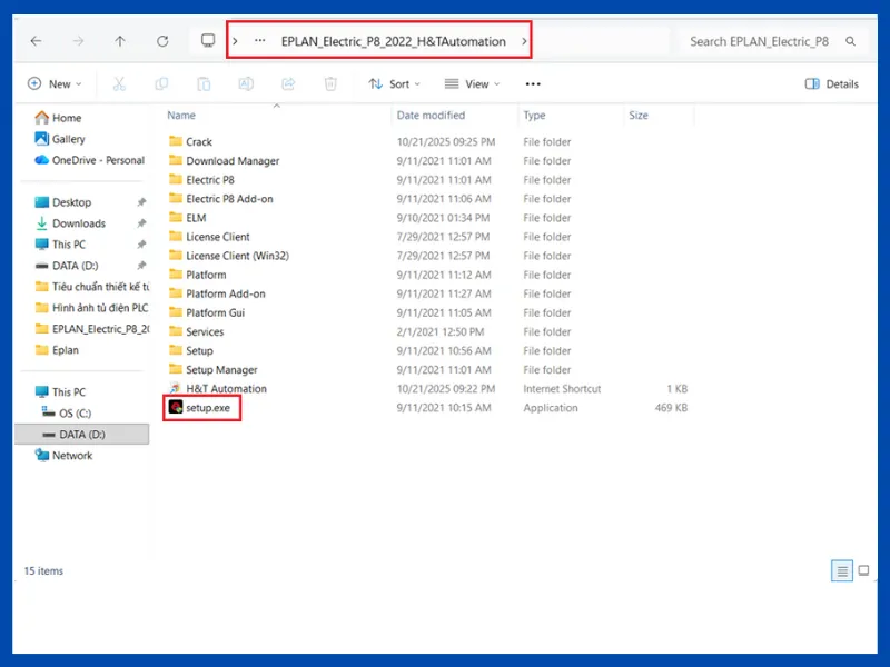 Giao diện cài đặt EPLAN Electric P8 với tùy chọn ngôn ngữ và đường dẫn