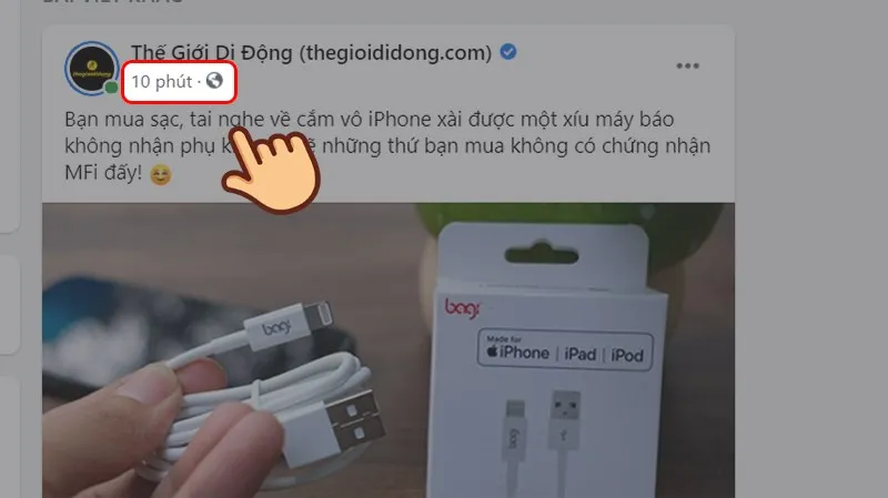Nhấp vào thời gian đăng bài viết