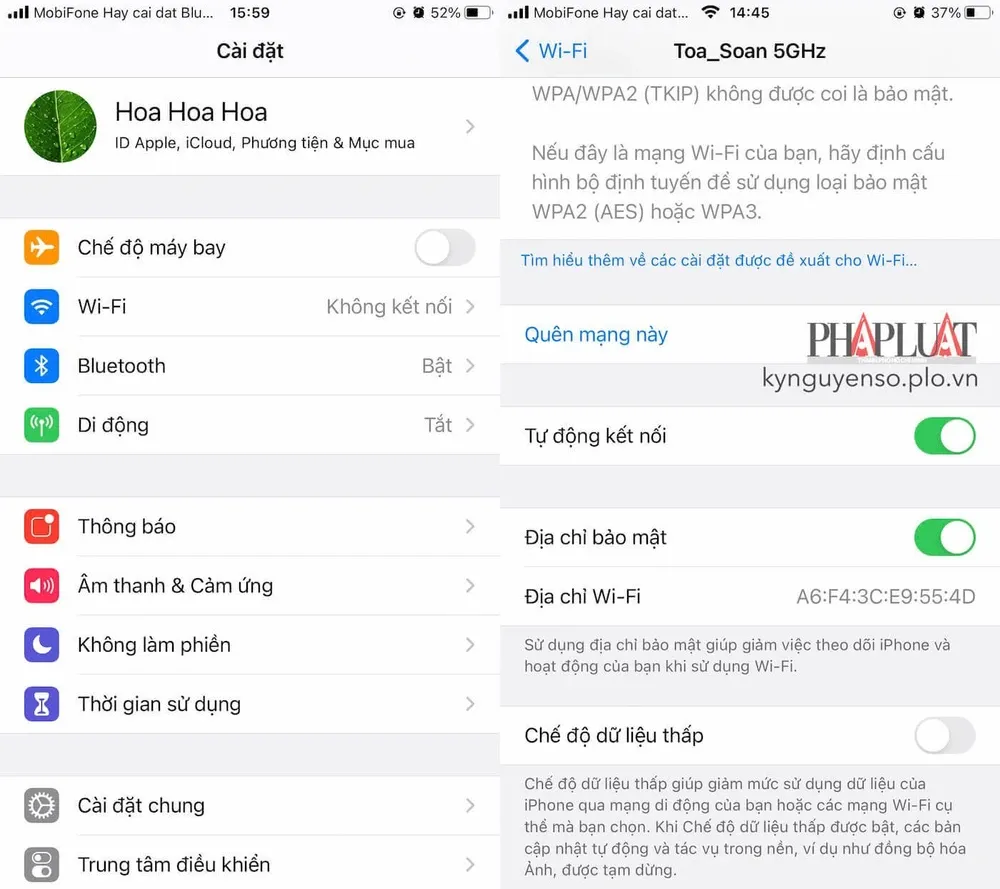 Tắt Private WiFi Address trên iPhone để khắc phục lỗi mất kết nối