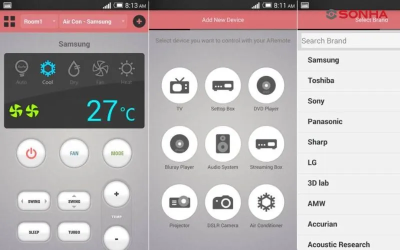 Ứng dụng ASmart Remote IR sử dụng mắt hồng ngoại trên smartphone Android