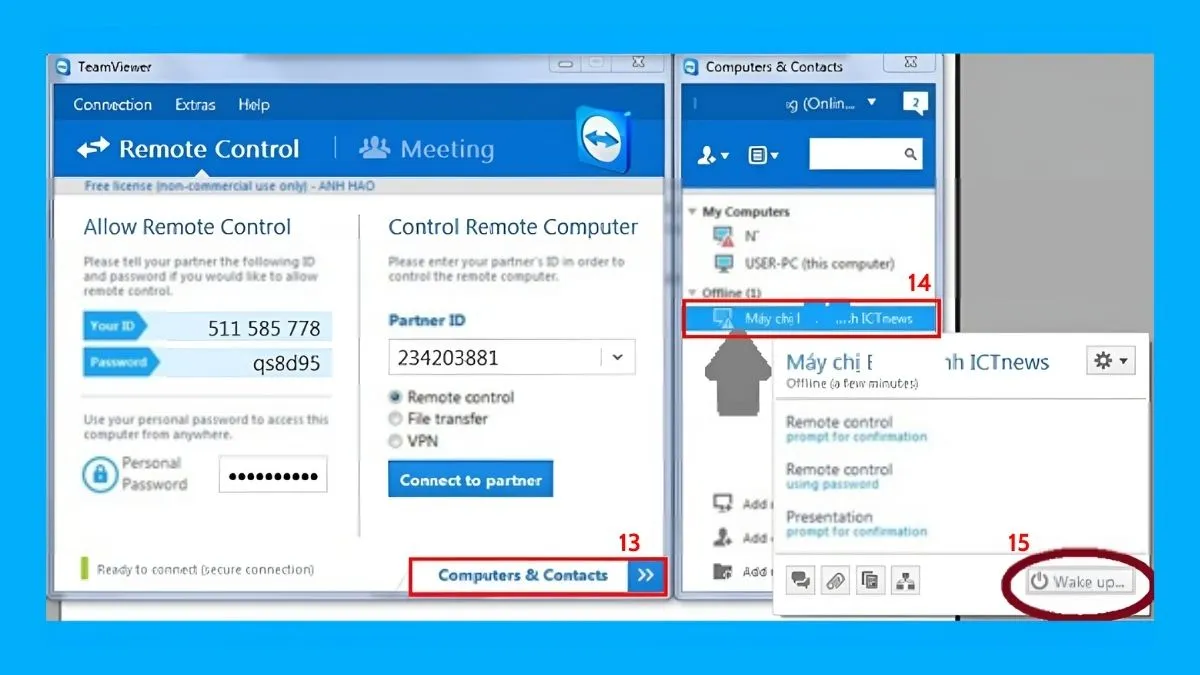 CÃ¡ch báº­t mÃ¡y tÃ­nh tá»« xa thÃ´ng qua TeamViewer bÆ°á»›c 3