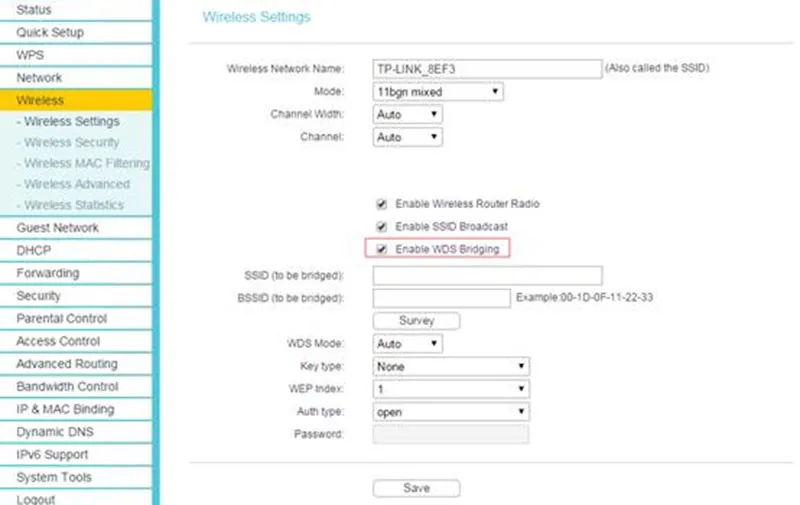 Kích hoạt WDS trên router phụ để mở rộng mạng không dây