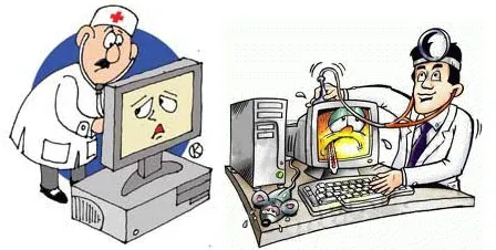 Kỹ thuật viên đang kiểm tra và sửa máy tính cho khách hàng tại Vũng Tàu