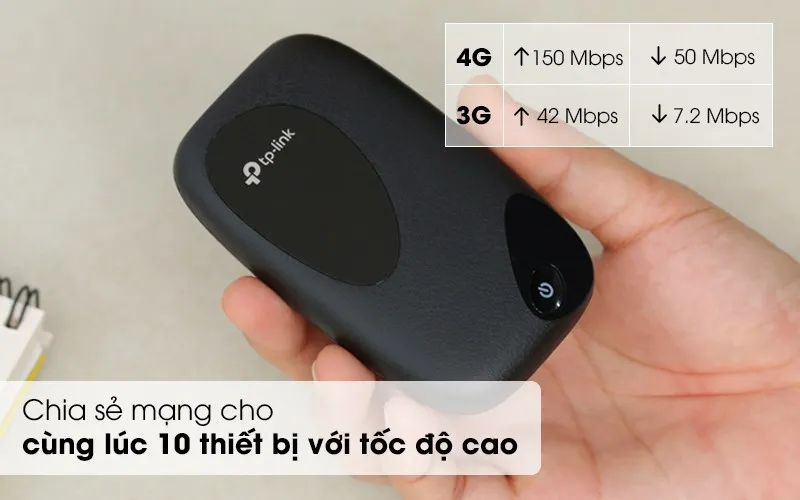 TP-Link M7200 hỗ trợ chia sẻ mạng cho 10 thiết bị