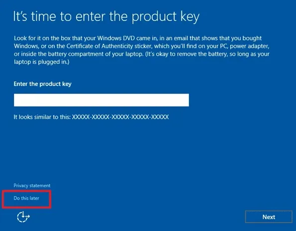 Bỏ qua các thiết lập tài khoản ban đầu để vào nhanh