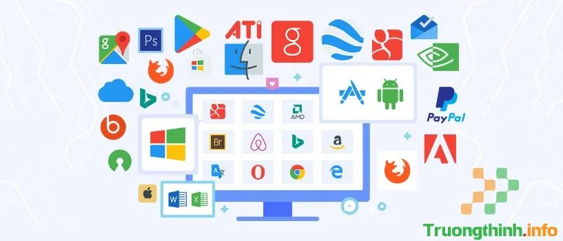 Các biểu tượng phần mềm đồ họa và văn phòng phổ biến được cài đặt trọn gói