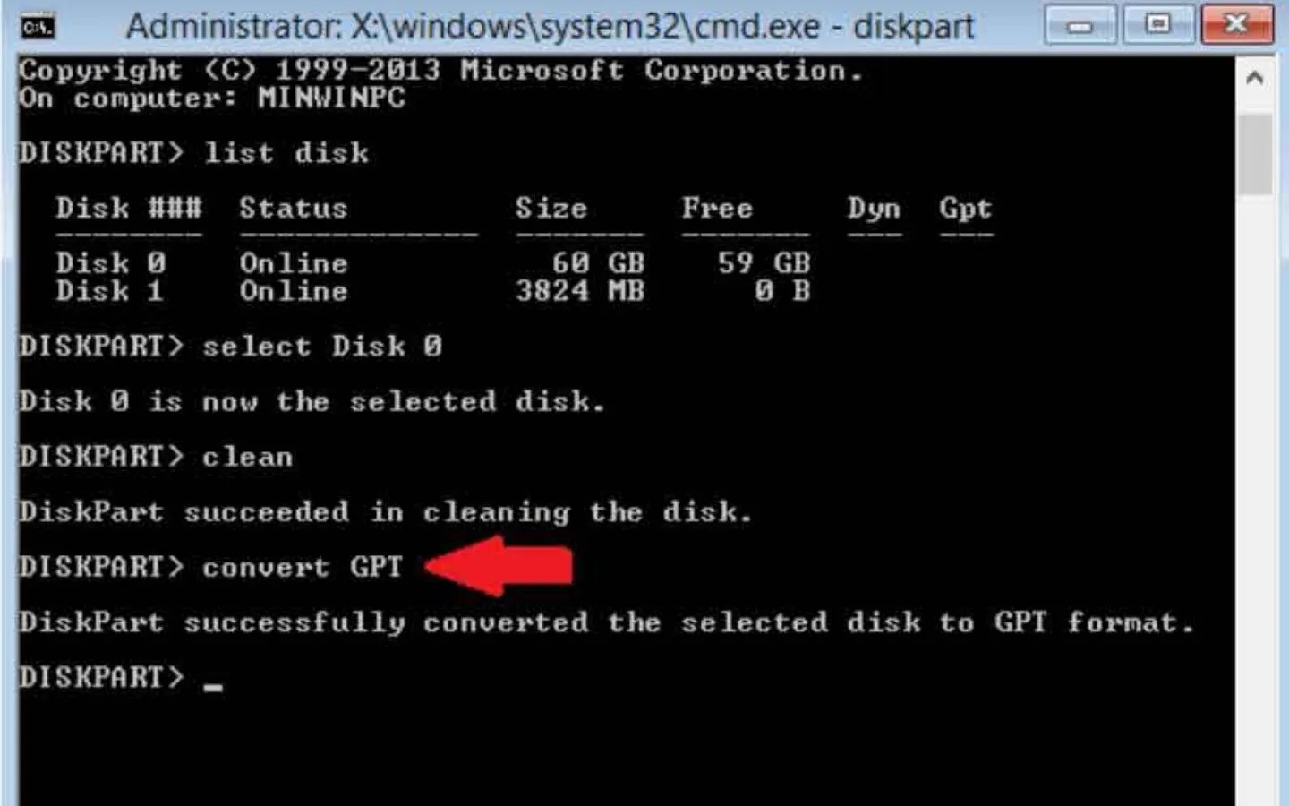 Chuyển đổi thành công ổ đĩa từ chuẩn MBR sang chuẩn GPT hiện đại.