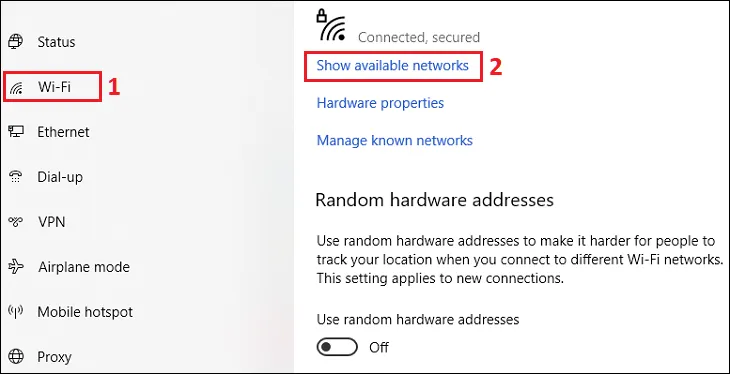 Xem danh sách các mạng WiFi đang phát sóng xung quanh