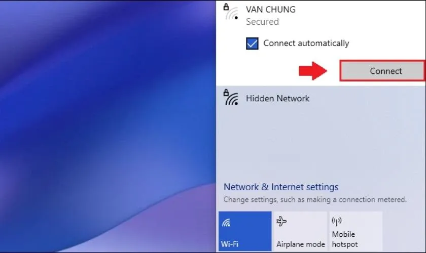 Chọn mạng WiFi cần kết nối