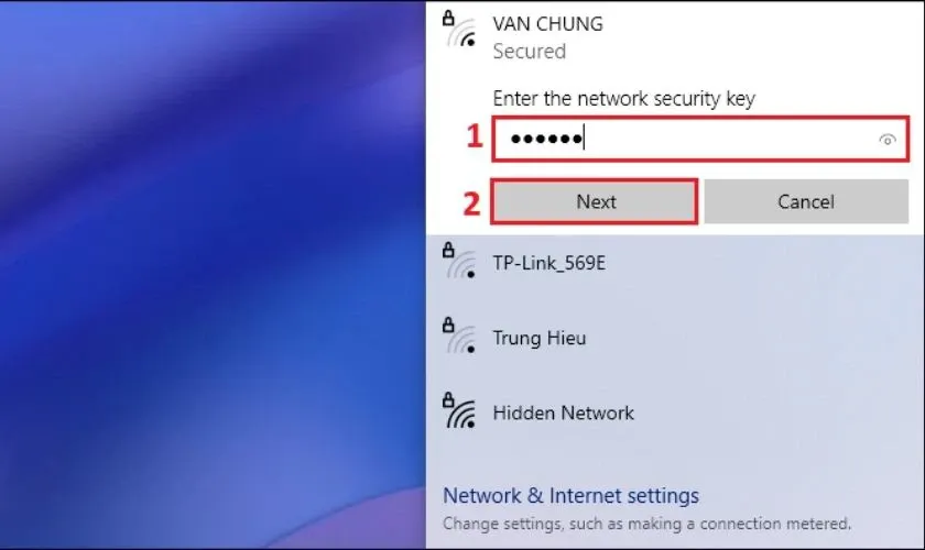 Nhập mật khẩu WiFi