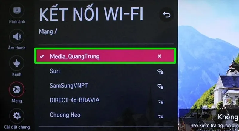 Dấu tích thông báo kết nối wifi thành công