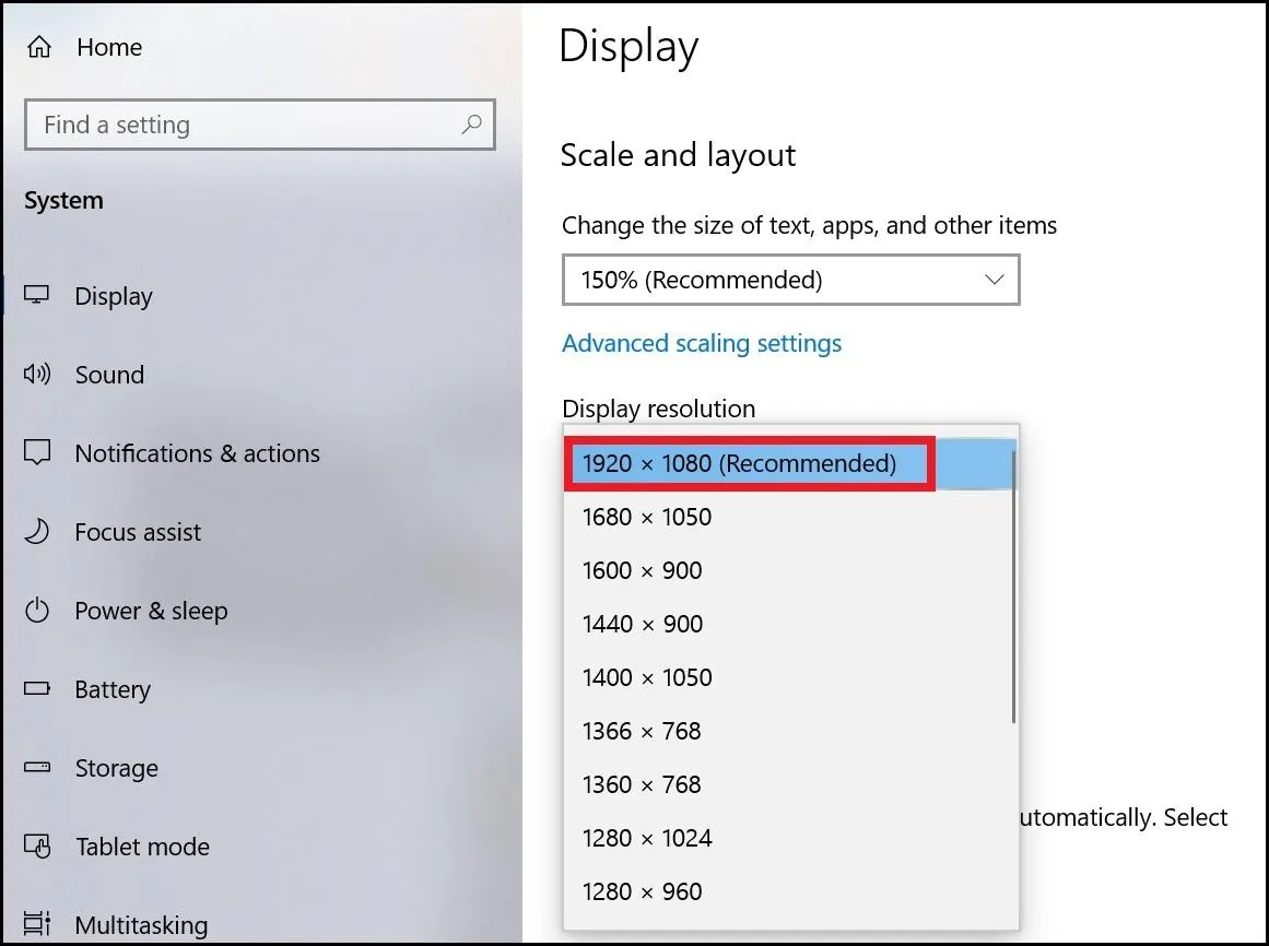 Điều chỉnh độ phân giải màn hình chuẩn xác