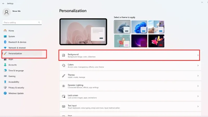 Tùy chỉnh giao diện và thiết lập cá nhân hóa