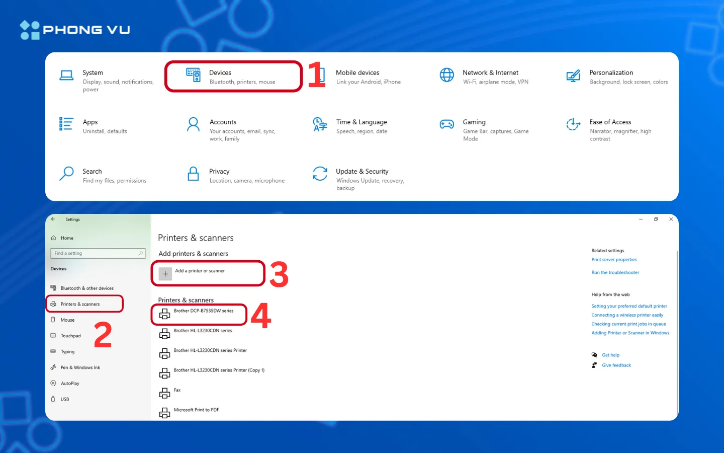 Thêm máy in trên Windows qua cổng USB