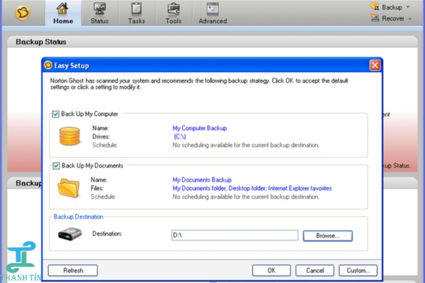 Cài Norton Ghost trên máy để cài đặt Win XP trên máy ảo VMware