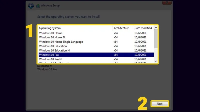 Chọn phiên bản Windows 10
