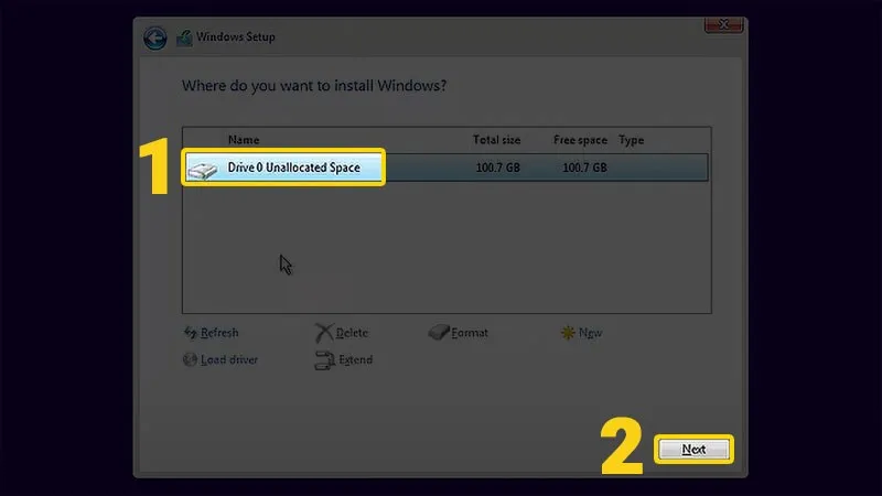 Chọn ổ địa cài đặt