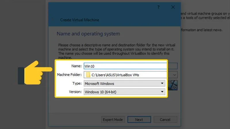 Đặt tên và chọn hệ điều hành muốn cài đặt