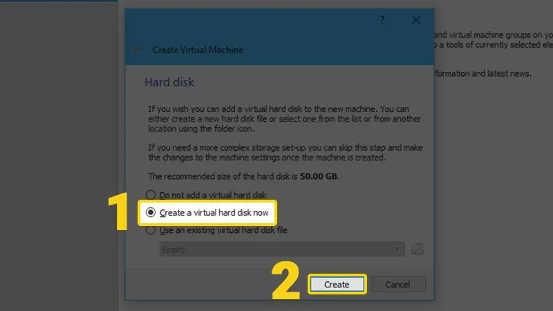 Tạo ổ cứng ảo