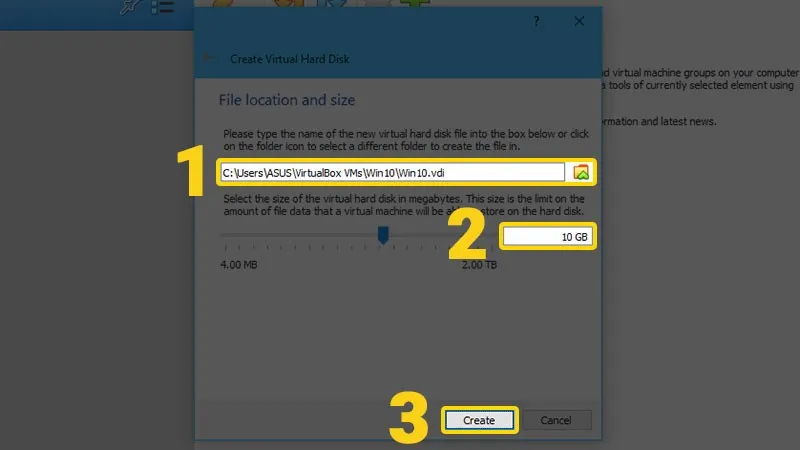 Tùy chỉnh thông số cho ổ cứng ảo