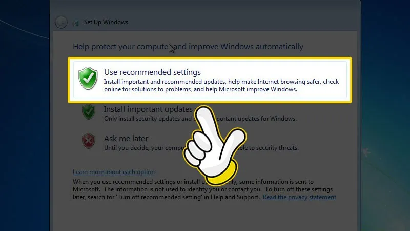 Use recommended setting