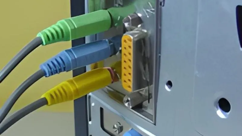 Cáp màu xanh lá cây (phía trước) cắm vào cổng đầu ra