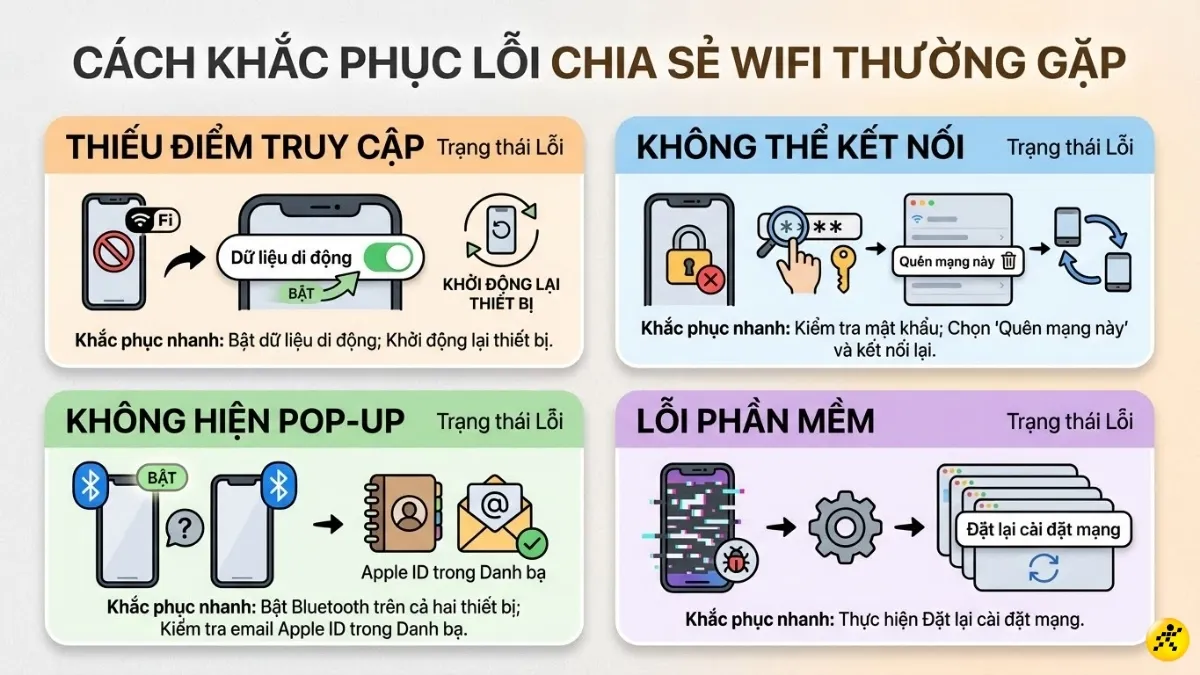 Cách khắc phục các lỗi thường gặp khi chia sẻ WiFi