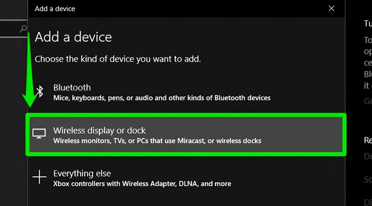 Chọn Wireless display or dock