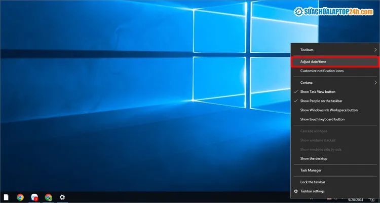 Mở cài đặt ngày giờ Windows 10