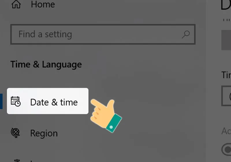 Chọn Date & time trong Settings