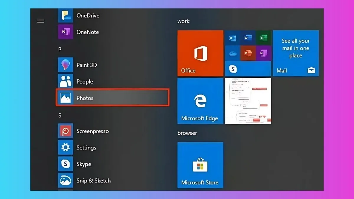 Mở ứng dụng Photos trên hệ điều hành Windows