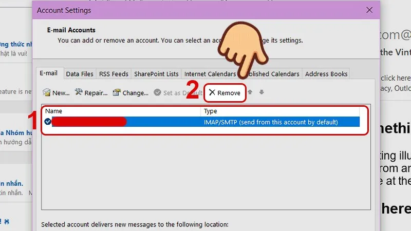 Xóa tài khoản email khỏi Outlook