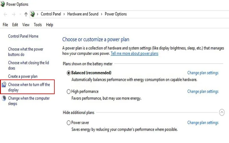 Xuất hiện tùy chọn để có thể điều chỉnh thời gian bật màn hình cho máy tính