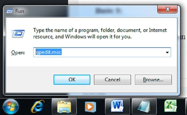 Mở Group Policy Editor trên Windows 7 để cấu hình chính sách bảo mật