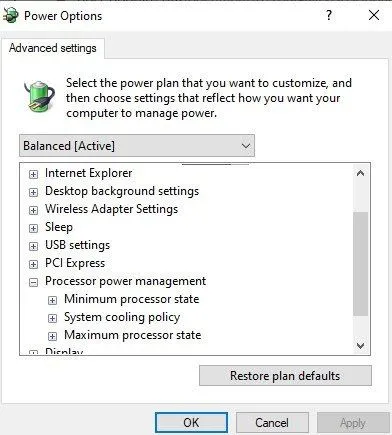 Truy cập Advanced Power Options để chỉnh hiệu năng