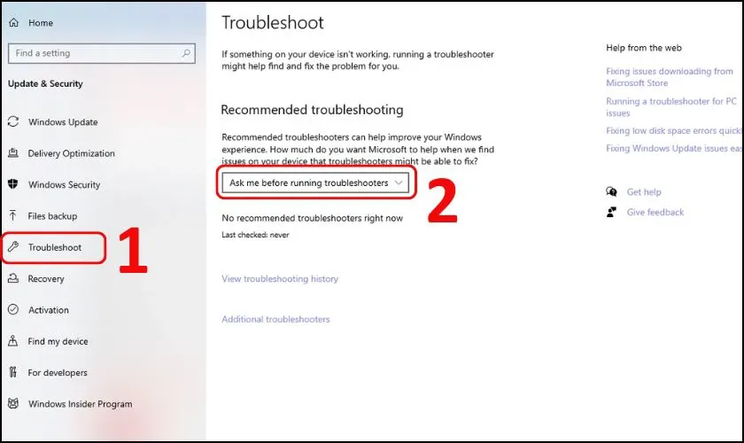 Cách dùng Troubleshooter sửa lỗi win 10 bị màn hình xanh