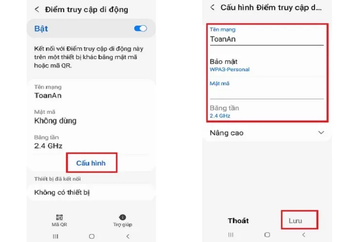 Cấu hình mật khẩu WiFi